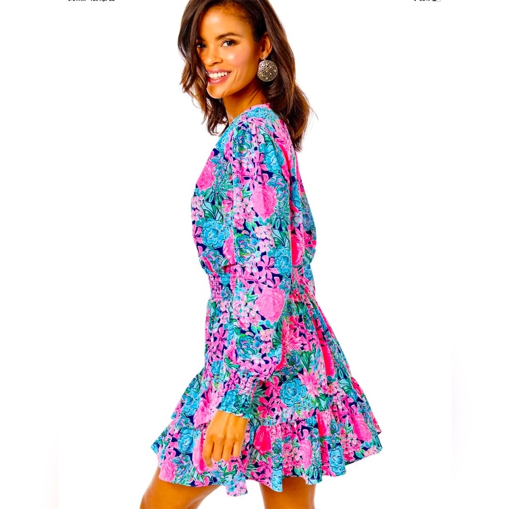 Lilly Pulitzer NWT Cristiana Stretch Dress Navy Always Be Blooming Size 8,10,14 - Picture 6 of 11